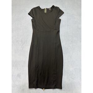 Felicity & Coco Black Full Back Zipper Seamed Pencil Skirt Dress Small Petite
